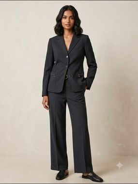 Alfani Tailored Black Straight-Leg Suit Size 2